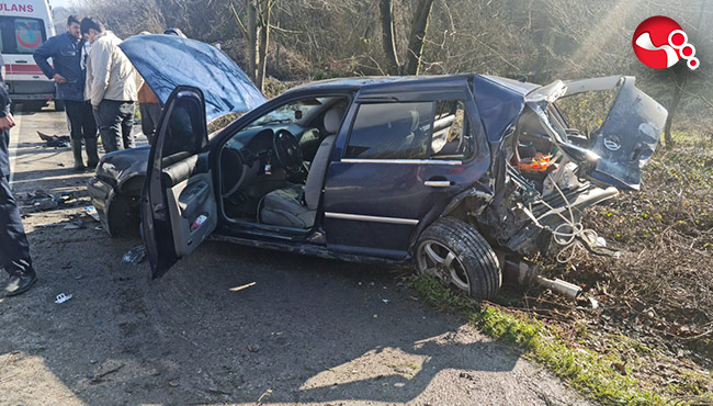 Lastiği patladı,kamyonet çarptı