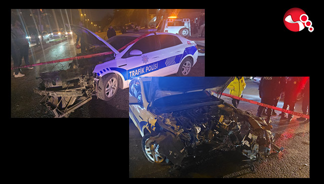 Polis aracının da karıştığı kaza: 4 yaralı!....