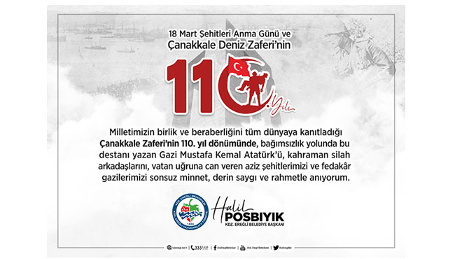 Başkan Posbıyık’tan 18 Mart Çanakkale Zaferi mesajı...