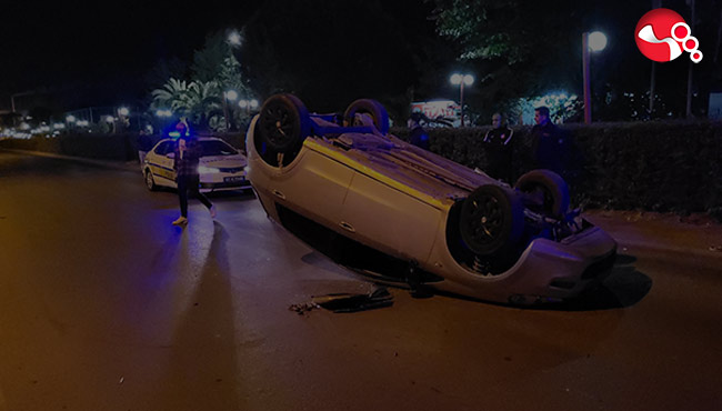 Önce çarptı,sonra takla attı!....