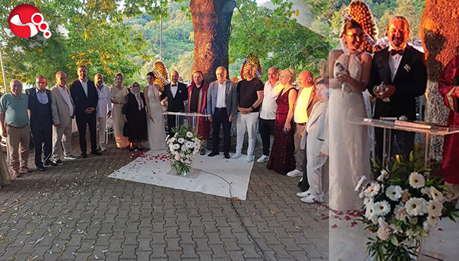 Gelin ve damat nikah sonrası beyaz güvercin uçurdu
