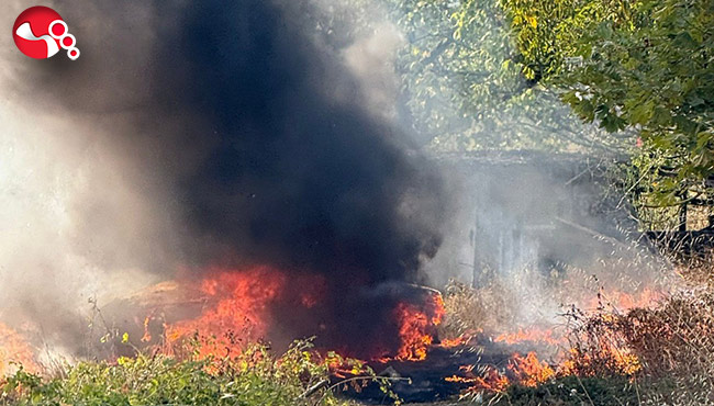 Şarampole uçan otomobil alev topuna döndü