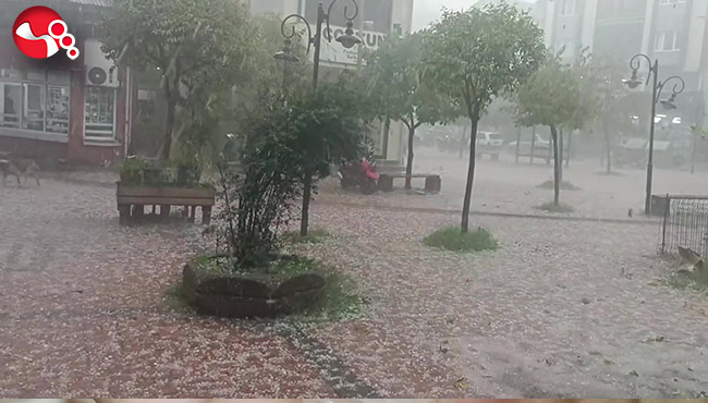 Ceviz büyüklüğünde dolu yağdı!