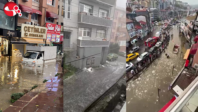 Karadeniz Ereğli'de sağanak ve dolu, hayatı felç etti