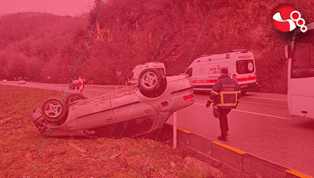 Refüje çarptı,takla attı