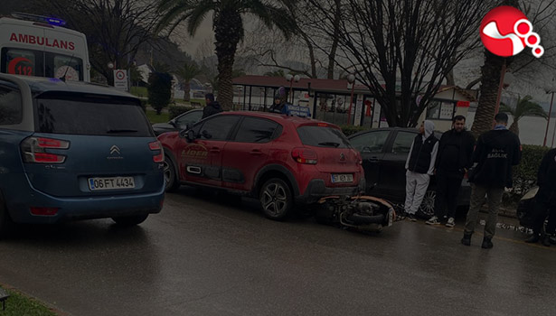 Otomobille Motosiklet çarpıştı!..