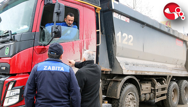 Hafriyat kamyonlarına müdahale....