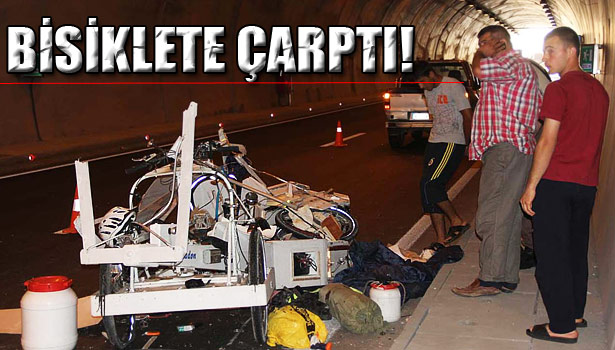 TIR, BİSİKLETE ÇARPTI