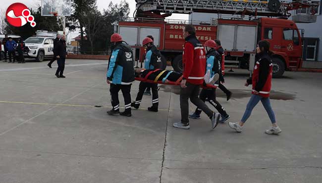 Deprem tatbikatı düzenlendi