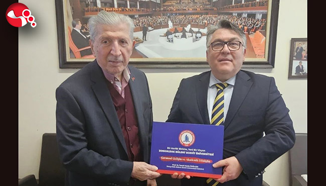 Cumhurbaşkanlığı Yüksek İstişare Kurulu Üyesi Köksal Toptan, Rektör Özölçer’i makamında kabul etti