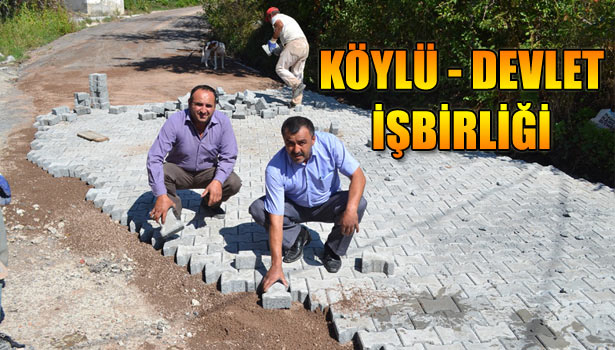 ALAPLI'DA KÖYLÜ DEVLET İŞBİRLİĞİ İLE PARKE YOL ÇALIŞMASI