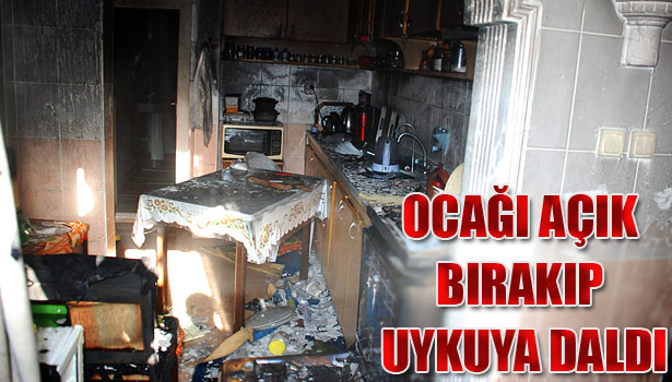 OCAĞI AÇIK BIRAKIP UYKUYA DALAN ŞAHSI İTFAİYE KURTARDI