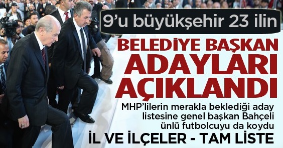 İŞTE MHP'NİN BÜYÜKŞEHİR BELEDİYE BAŞKAN ADAYLARI