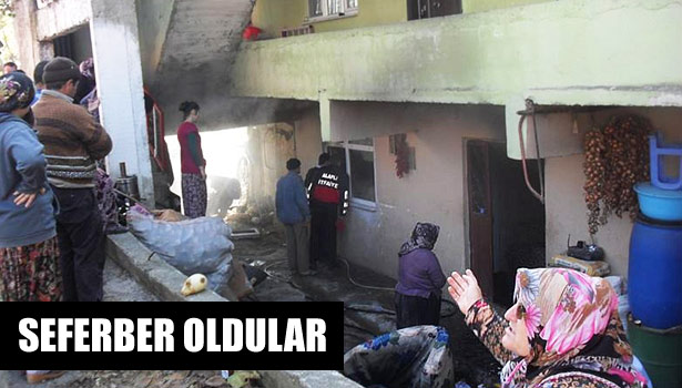 EVDE ÇIKAN YANGIN KORKUTTU