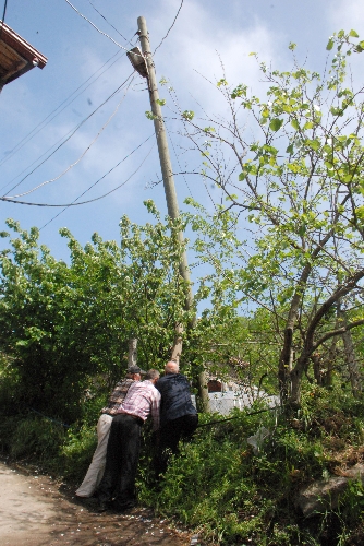 ELEKTRİK DİREKLERİNİ ÇELİK TELLE BAĞLIYORLAR..