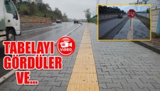 ENGELLİLER İÇİN DÖŞENEN KALDIRIM TAŞLARINDAKİ LEVHA KALDIRILDI