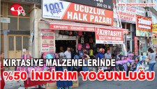 KIRTASİYE MALZEMELERİNDE YÜZDE 50 İNDİRİM YOĞUNLUĞU...