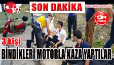 3 KİŞİ BİNDİKLERİ MOTORLA KAZA YAPTILAR