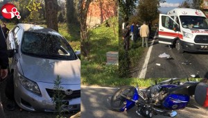 Otomobille Motosiklet çarpıştı...