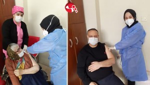 Huzurevi KoronaVac aşısı oluyor..