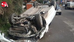 Araç takla attı...