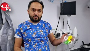 Köpeğin yuttuğu balonlar endoskopiyle çıkartıldı