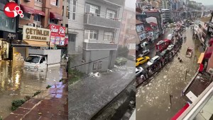 Karadeniz Ereğlide sağanak ve dolu, hayatı felç etti