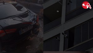 Belediye başkanının aracının üzerine düştü