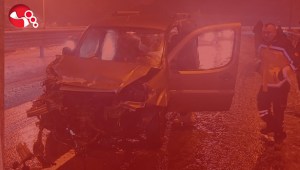 Bariyere çarparak durabildi…..