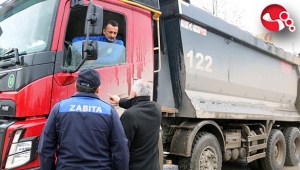 Hafriyat kamyonlarına müdahale....